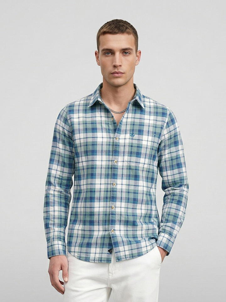Regular Fit Checkered Shirt | Blue