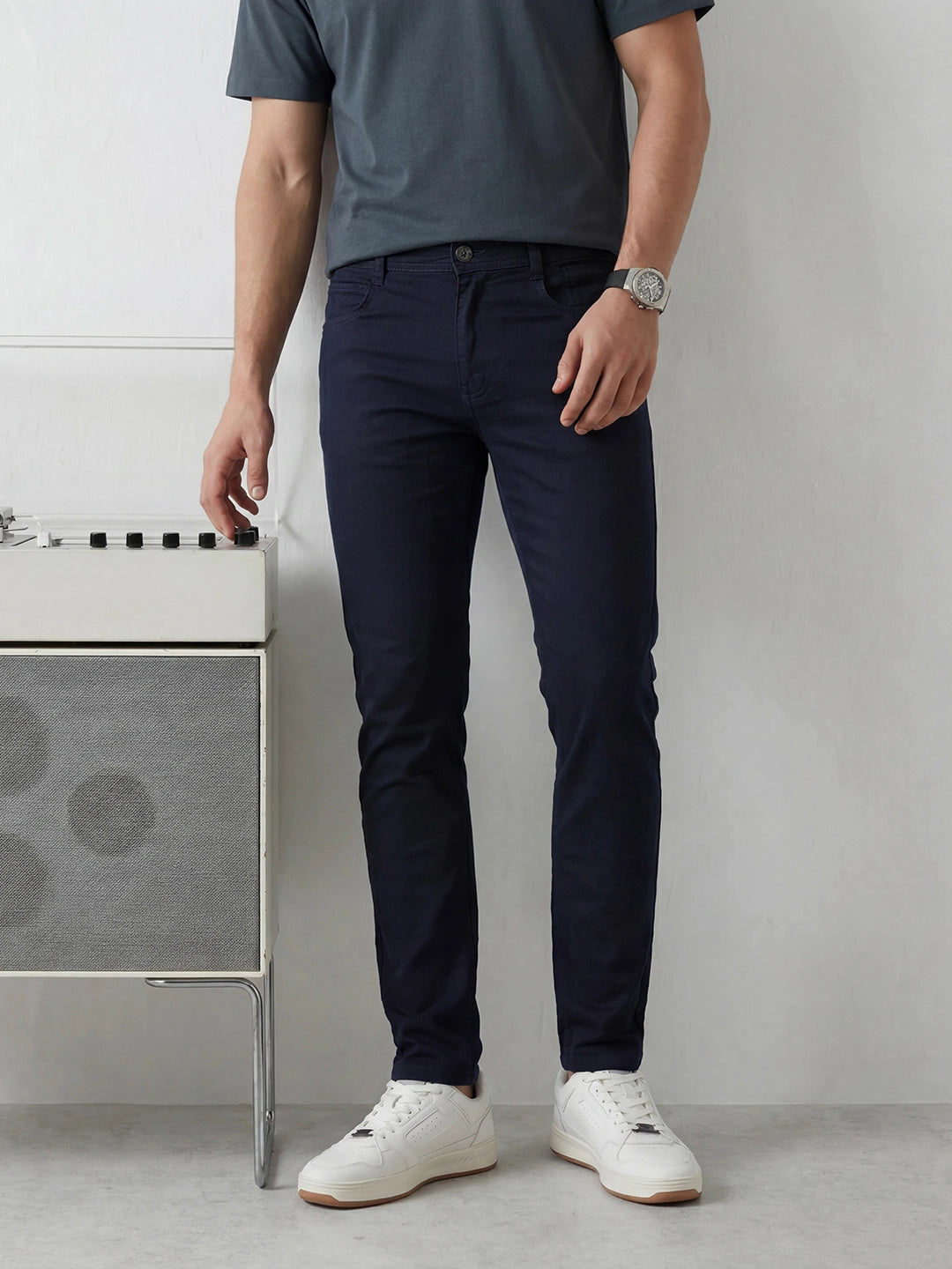 Solid Slim Fit Trouser | Navy Blue