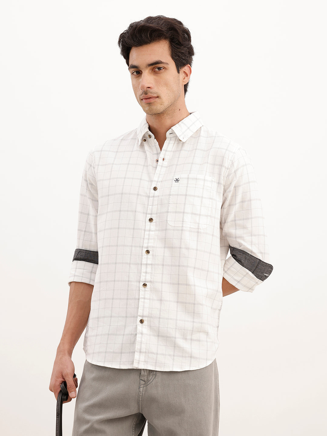 Classic Checkered Regular Fir Shirt | White