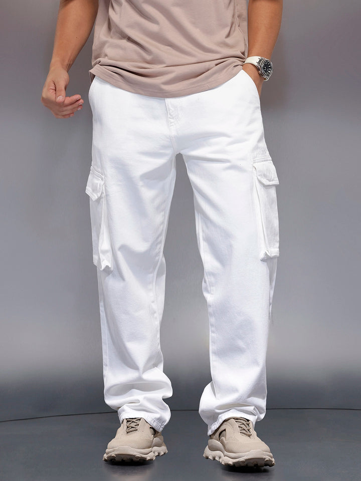 Men’s functional pocket loose fit cargo | White