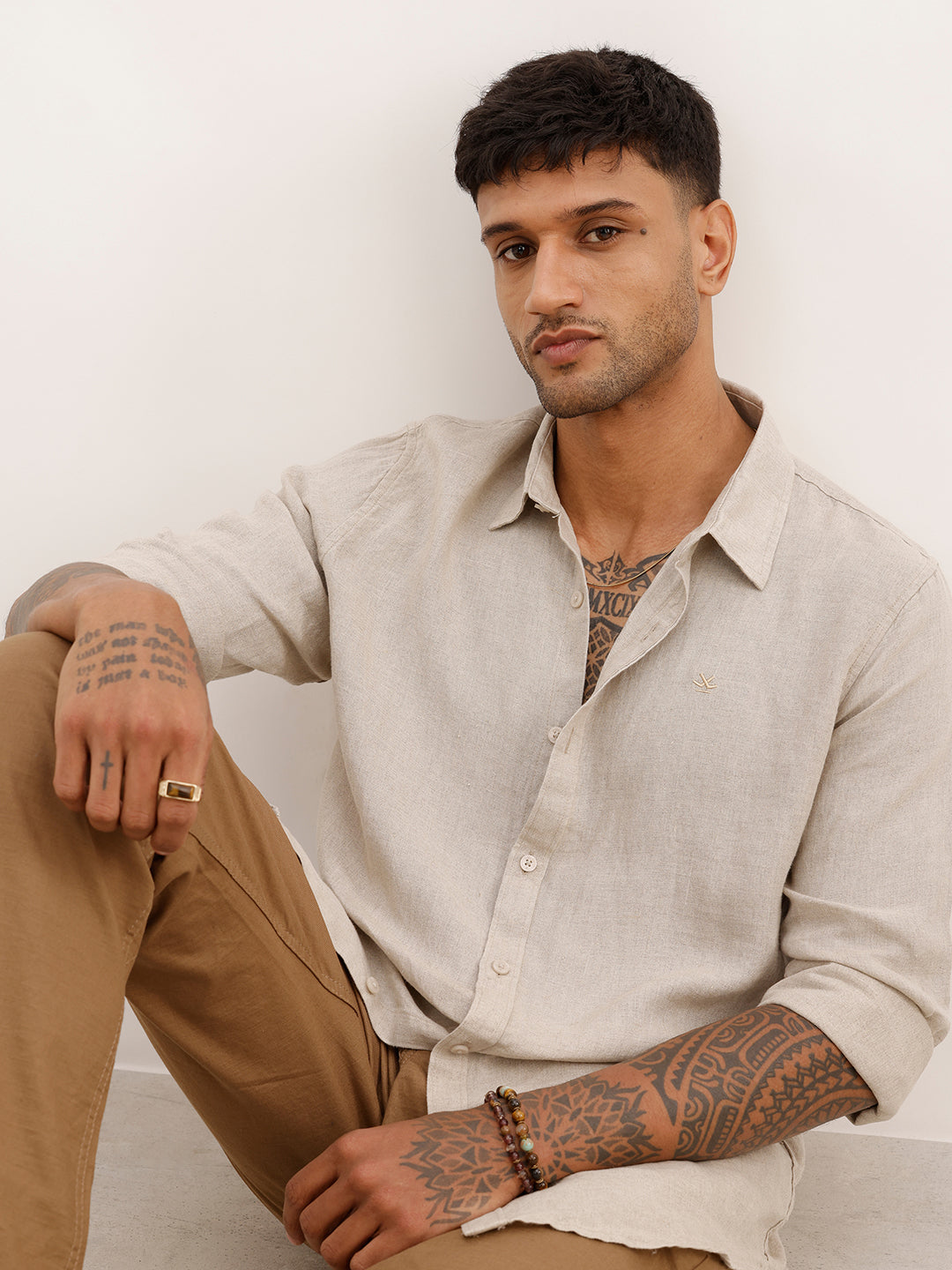 Solid 100% Premium Linen Shirt | Natural | WSH02FSSL0314S