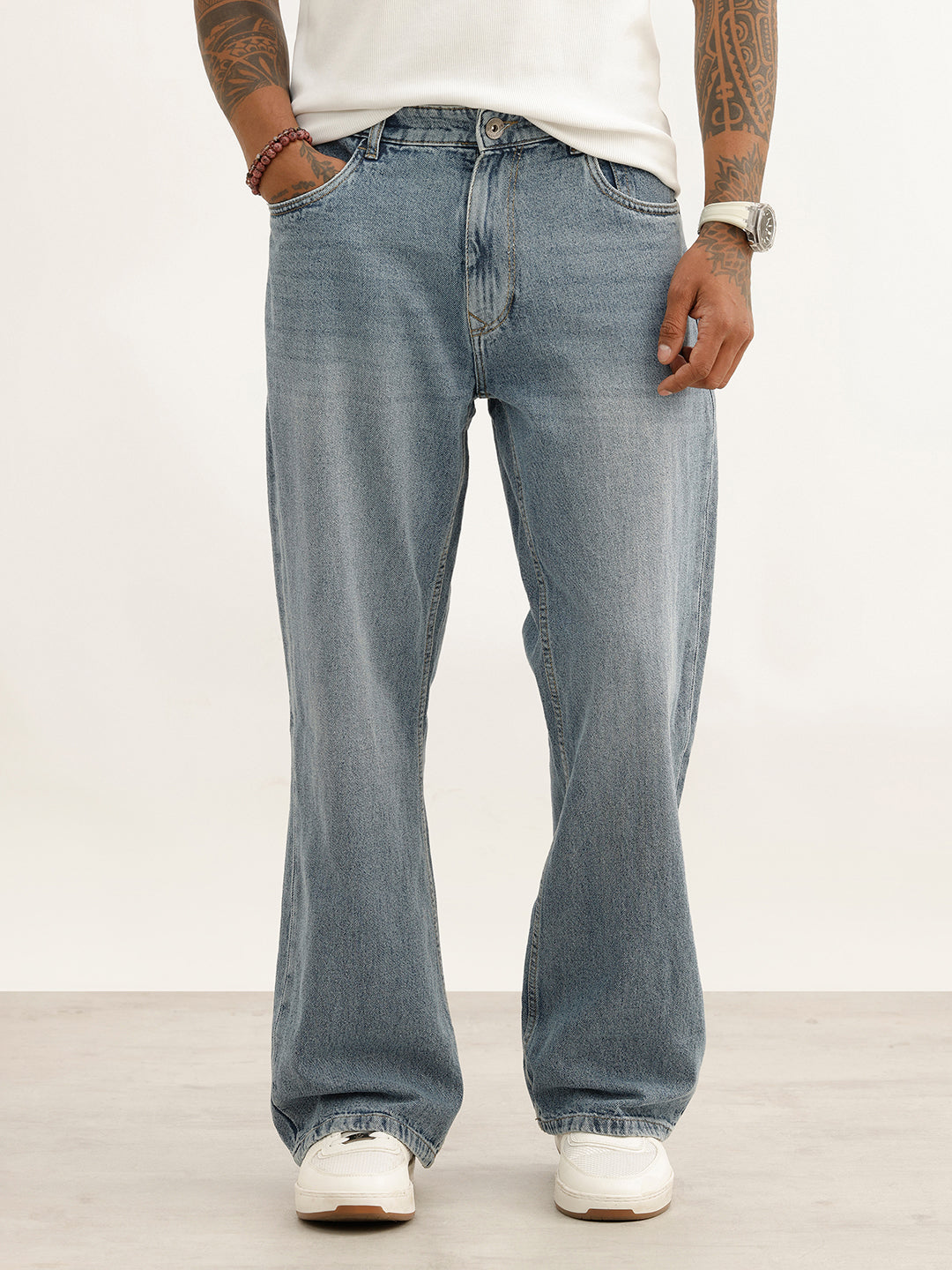 Classic Washed Bootcut Denim Jeans | Light Blue