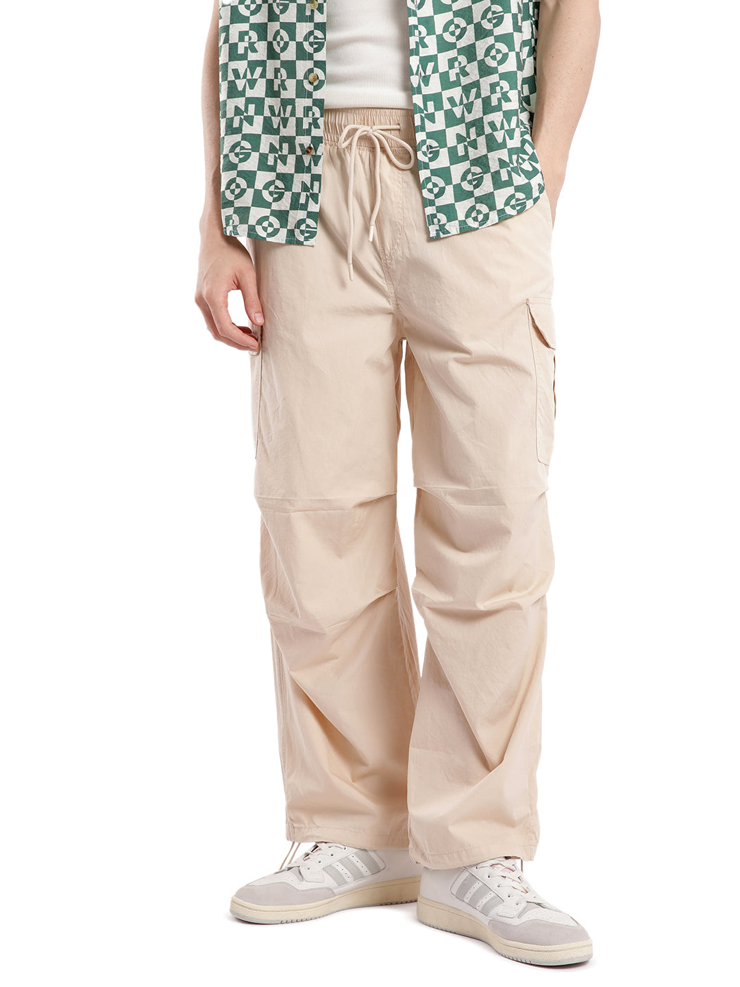 Beige Parachute Pants