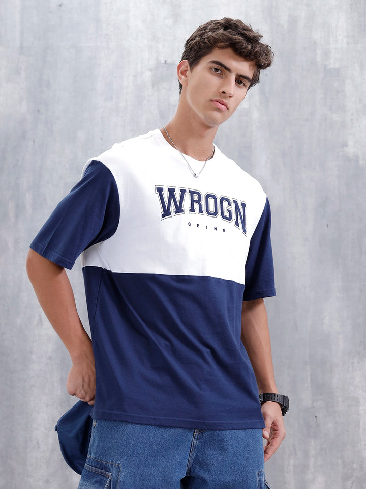 Casual Men Sporty Look Oversized Fit Tee With Print | White