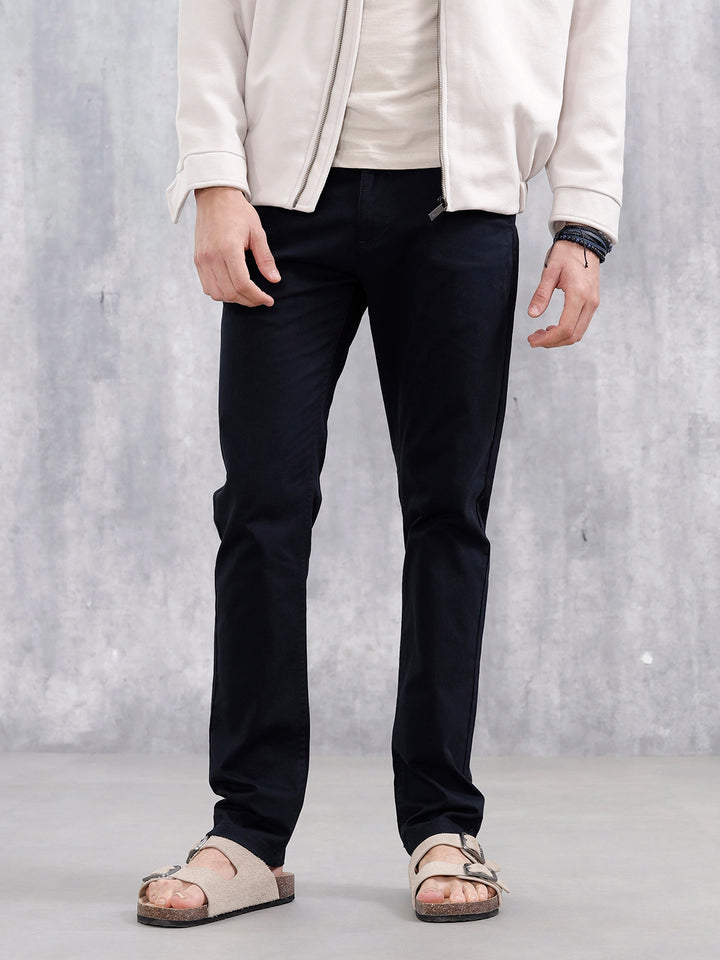 Men's Casual Slim Fit Trousers | Navy Blue