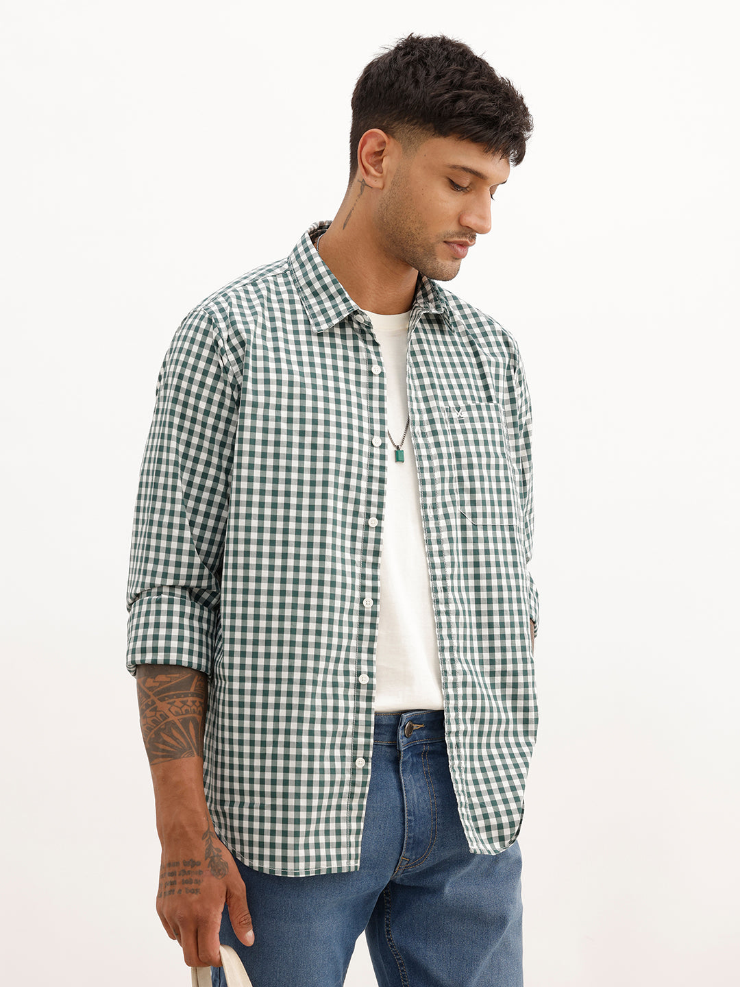 Regular Fit Checkered Full Sleeve Shirt | Green | WWSH0810MAZ