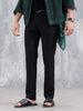 Slim Fit Poly Viscose Lycra Trousers | Black