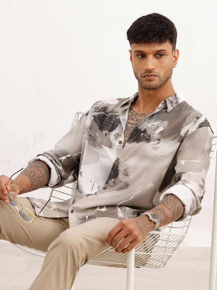 Comfort Fit AOP Full Sleeve Shirt | Grey