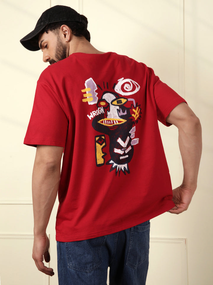 Heavy GSM Printed Oversized T-Shirt | Red