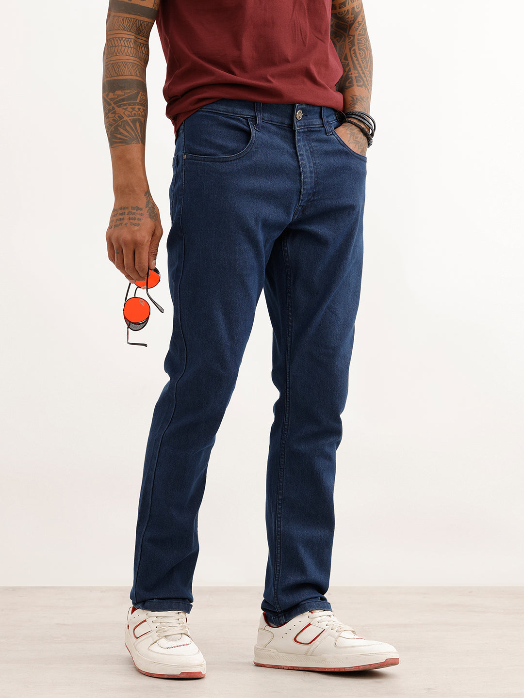 Solid Slim Fit Denim Jeans | Dark Blue