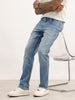 Faded Straight Fit Denim Jeans | Light Blue