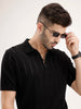 Slim Fit Flat Knit Textured T-Shirt | Black