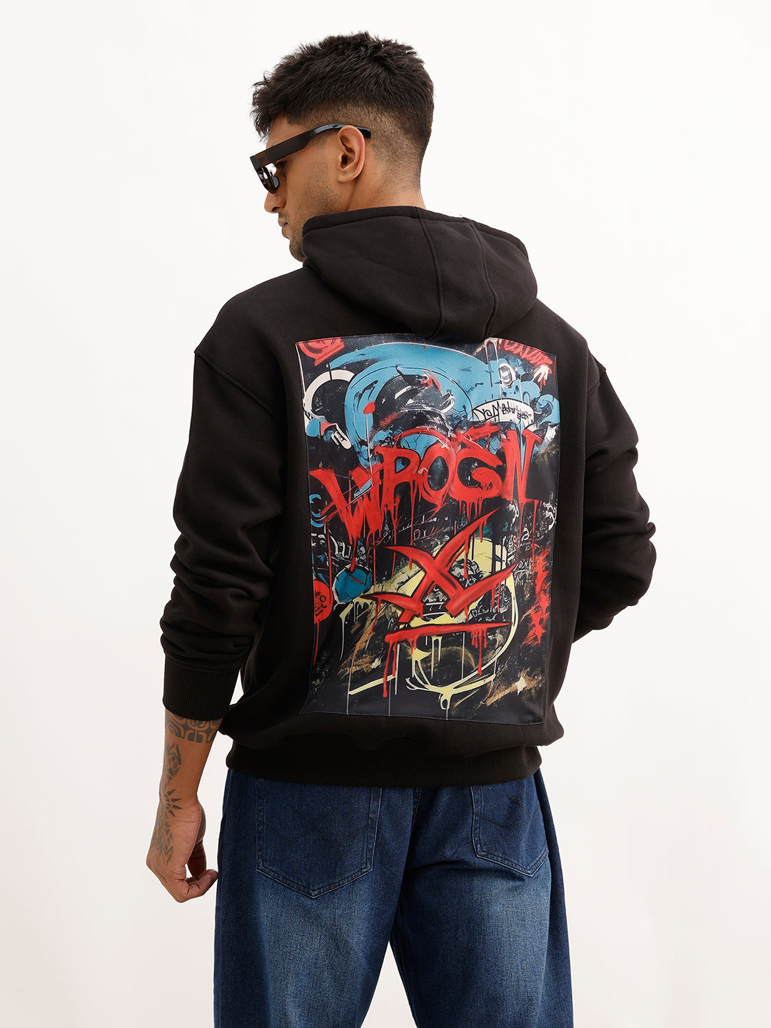 Classic Comfort Fit Back Printed Hoodie | Dark Green
