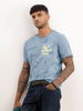Slim Fit Placement Puffer Printed T-Shirt | Blue
