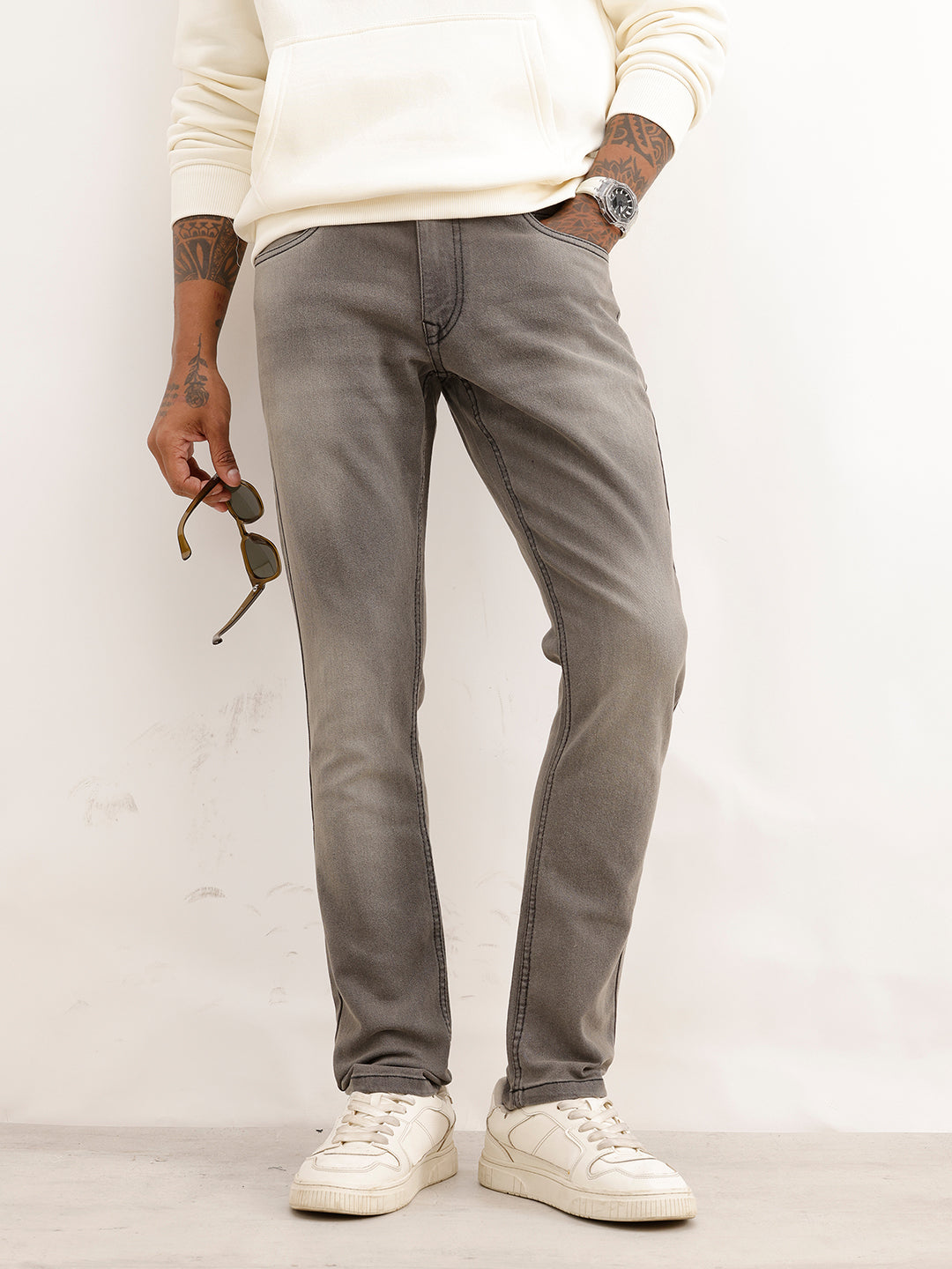 High Faded Slim Fit Denim Jeans | Black