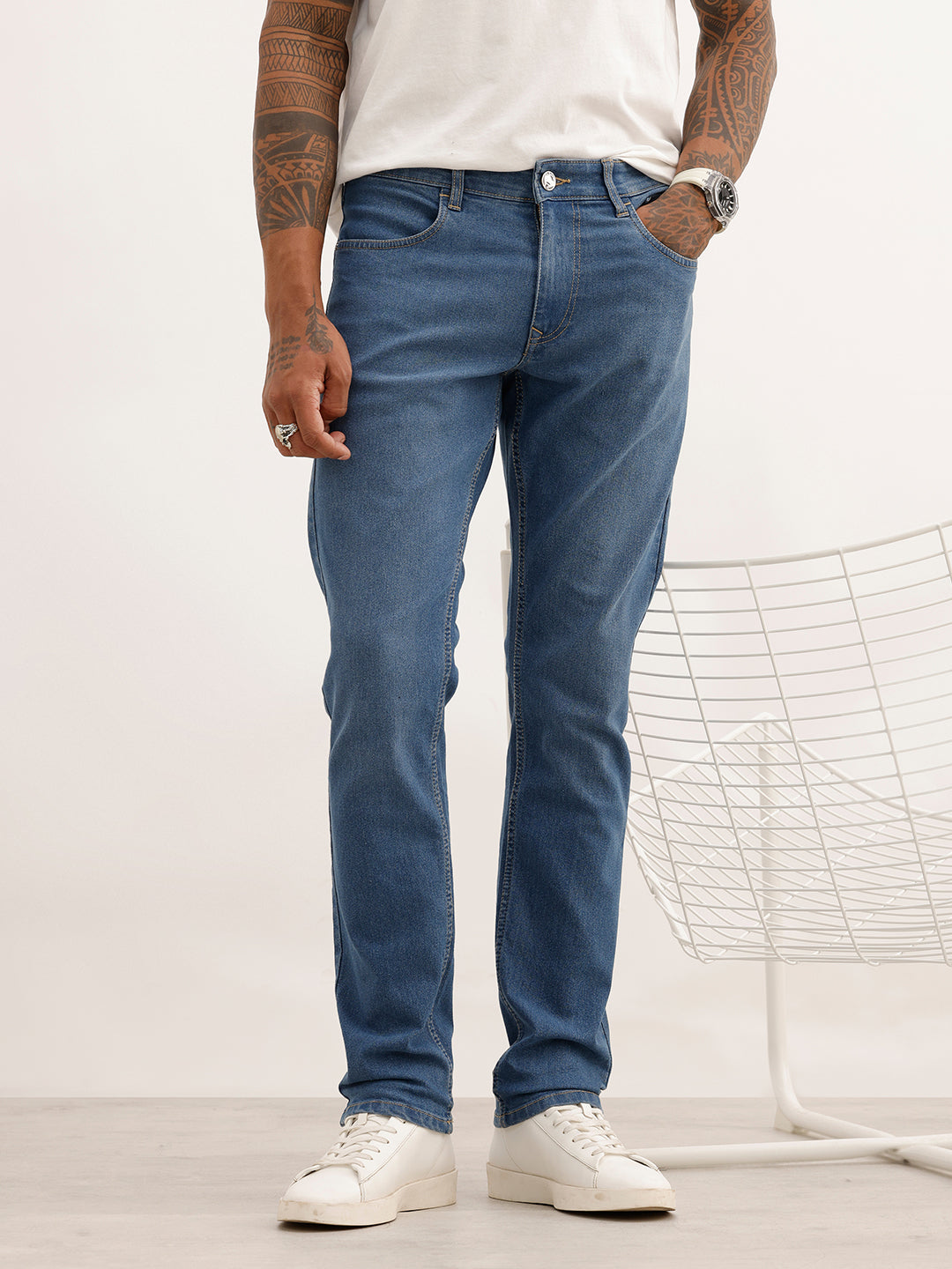 Solid Slim Fit Denim Jeans | Blue