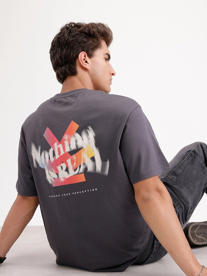 Oversized Fit Back Printed T-Shirt | Dark Grey