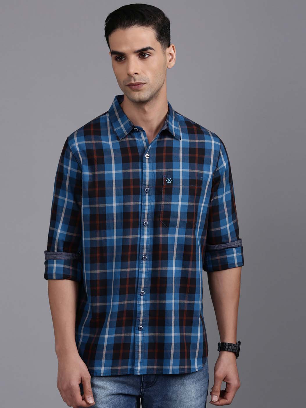 Blue Blocks Checked Shirt