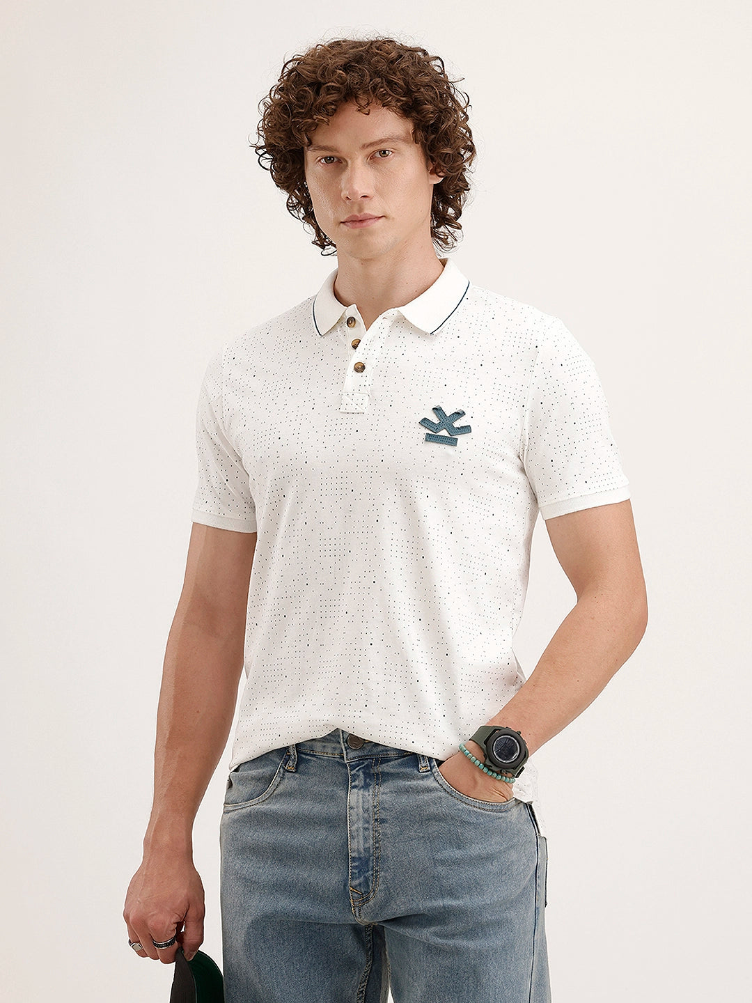 Slim Fit Patch Detailed Polo T-Shirt | Off White