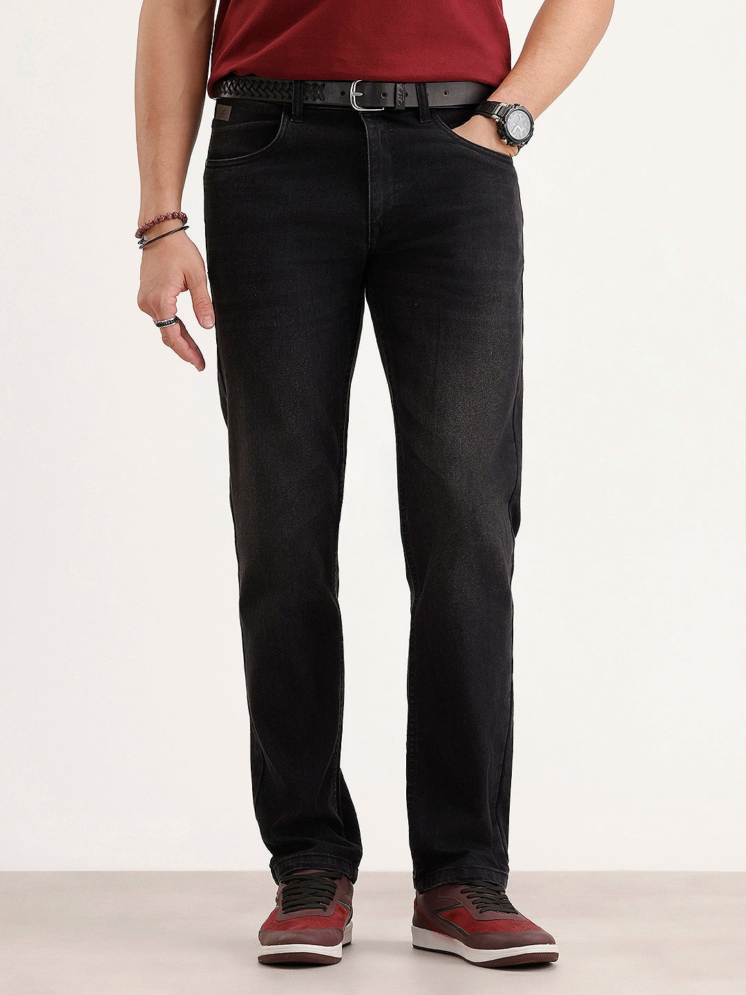 Straight Fit Denim Jeans | Black