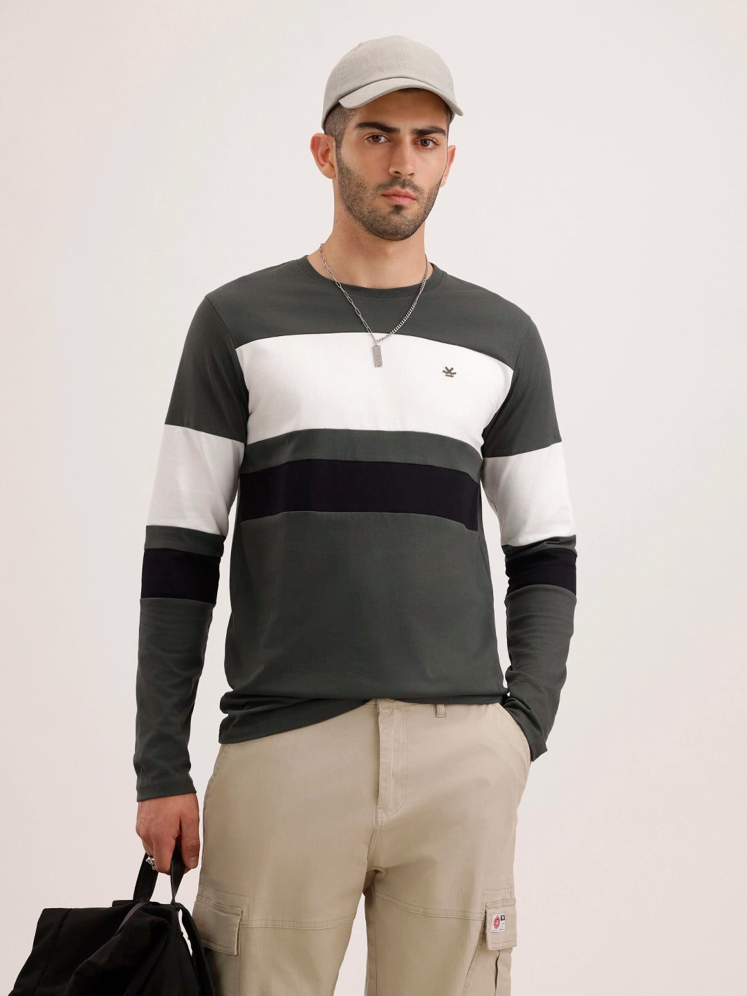 Slim Fit Cut & Sew Long Sleeved T-Shirt | Olive