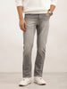 Washed Straight Fit Denim Jeans | Light Grey