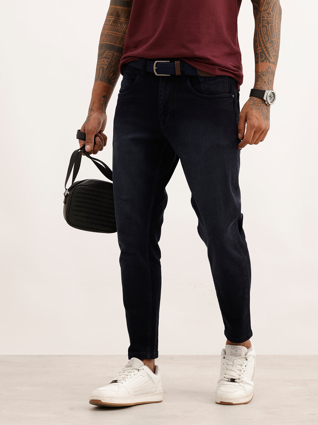 Faded Skinny Crop Fit Denim Jeans | Dark Blue | WJN0200SC2177S