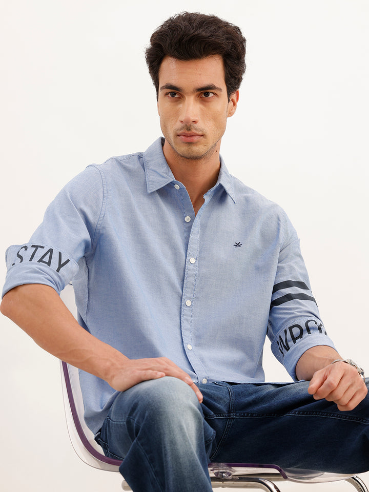 Regular Fit Placement Printed Shirt | Light Blue