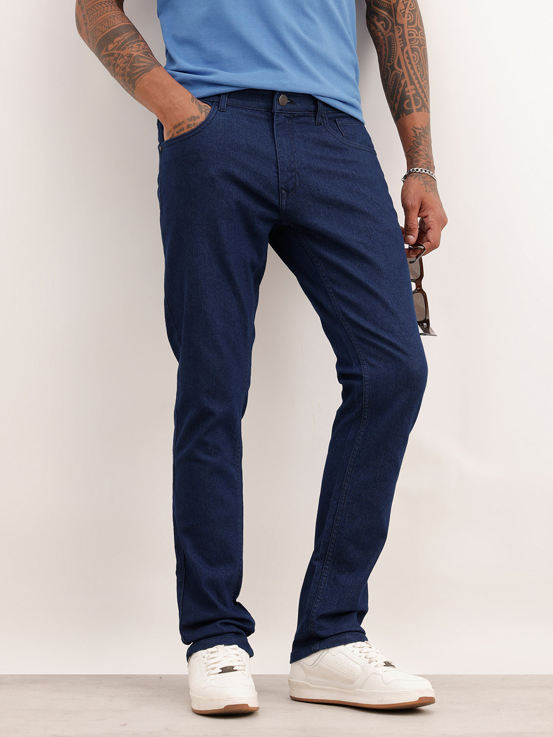 Solid Slim Fit Denim Jeans | Blue | WUJN2646F