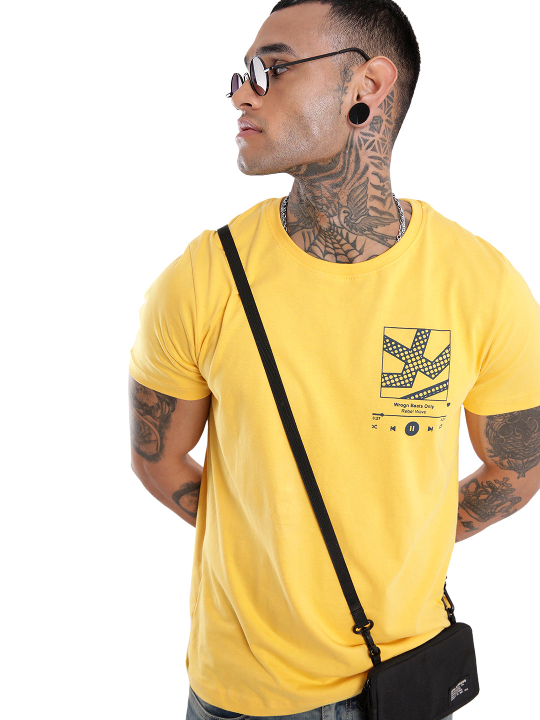 Rebel Wave Yellow Printed T-Shirt