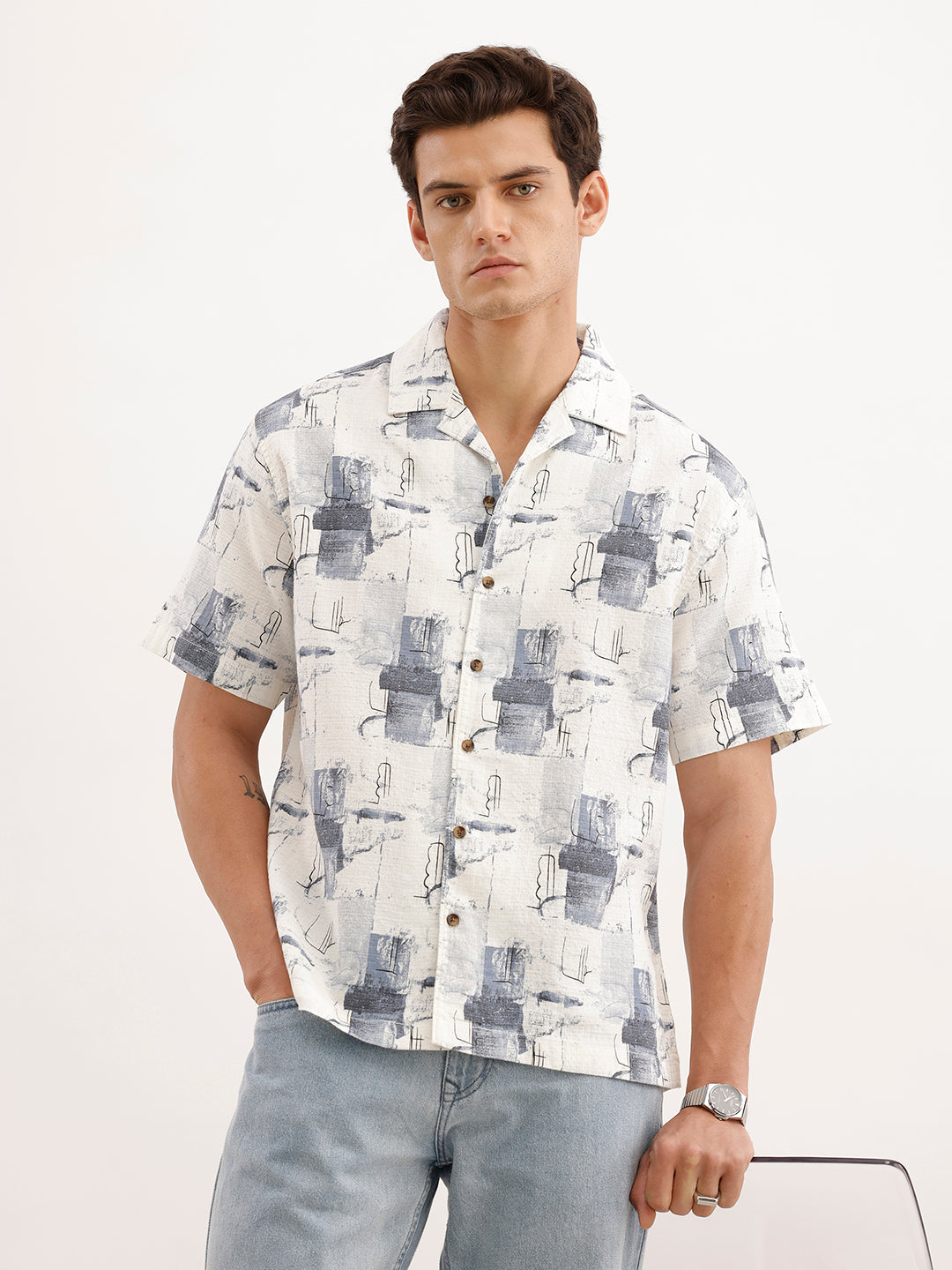 Resort Fit AOP Shirt  | White