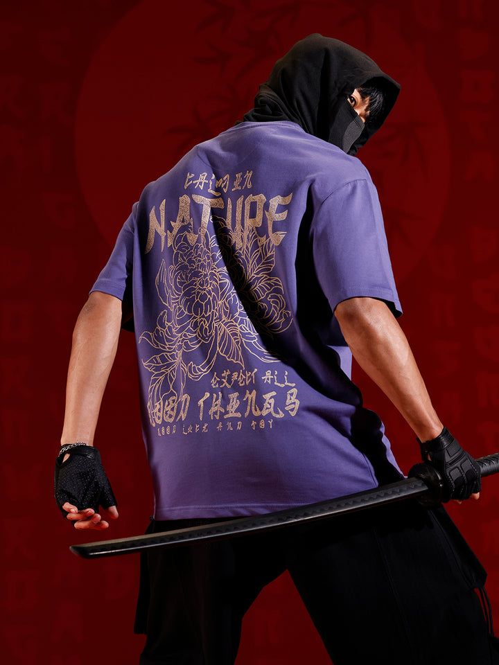 Graphic chest print oversized T-shirt | Dark blue