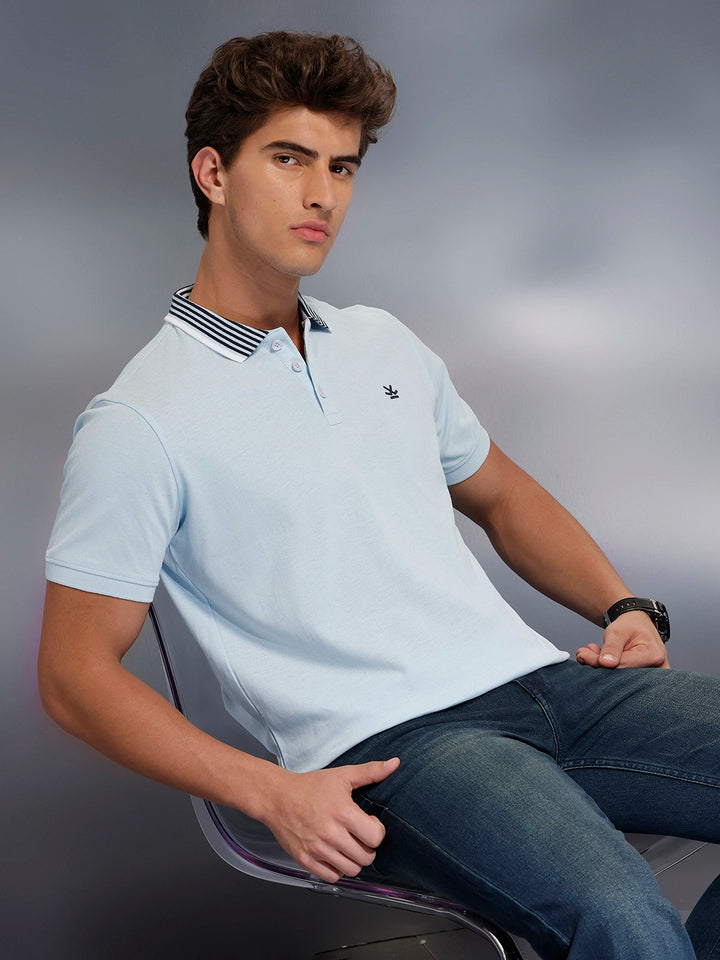 Classic Tipping Collar Polo T-Shirt   |  Light Blue