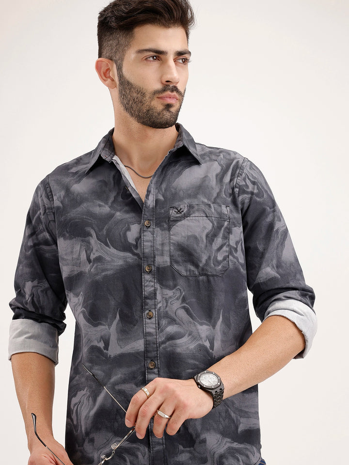 Regular Fit AOP Shirt | Black