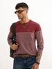 Slim Fit Striped Full Sleeve T-Shirt | Maroon