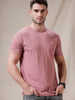 Raw Edged Solid Pink T-Shirt