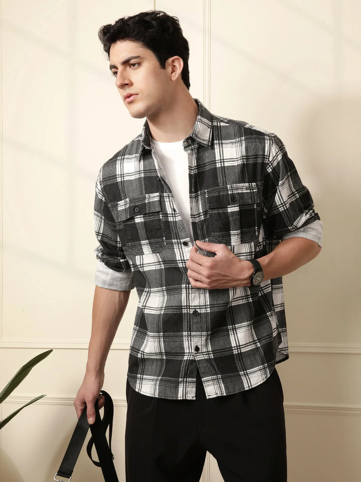 Black & White Checked Cotton Shirt