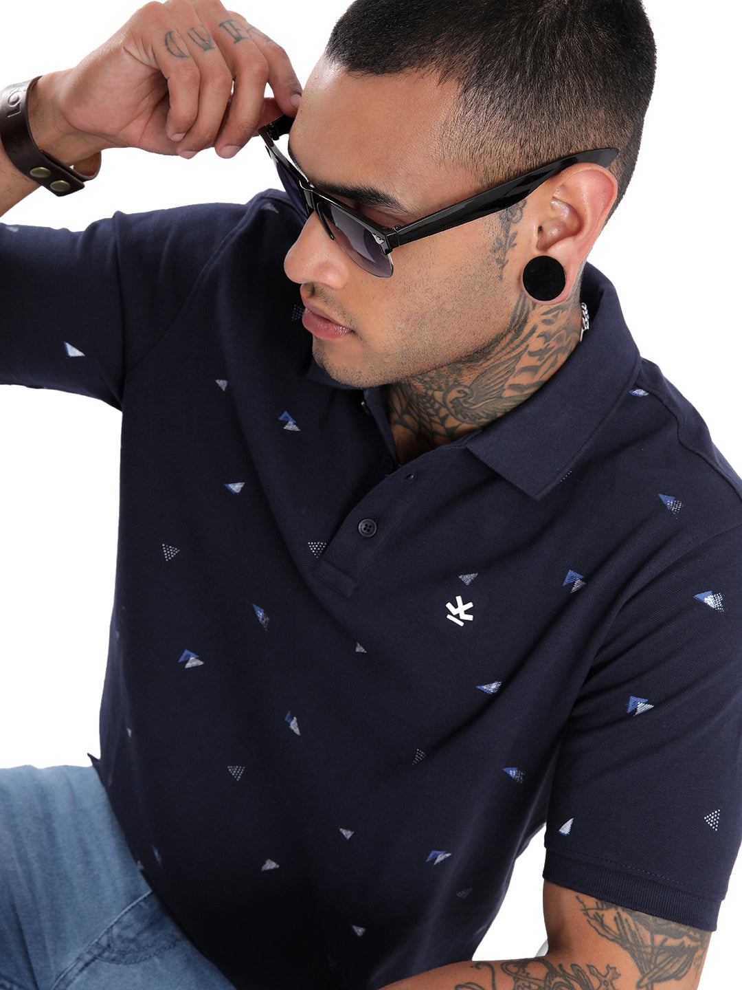 Classic Navy AOP Polo T-Shirt