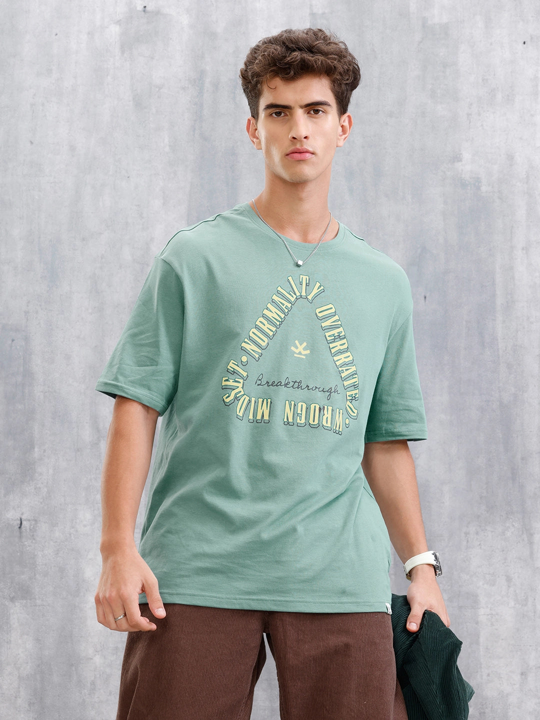 Retro Graphic Printed Oversized Fit T-shirt | Green