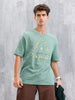 Retro Graphic Printed Oversized Fit T-shirt | Green