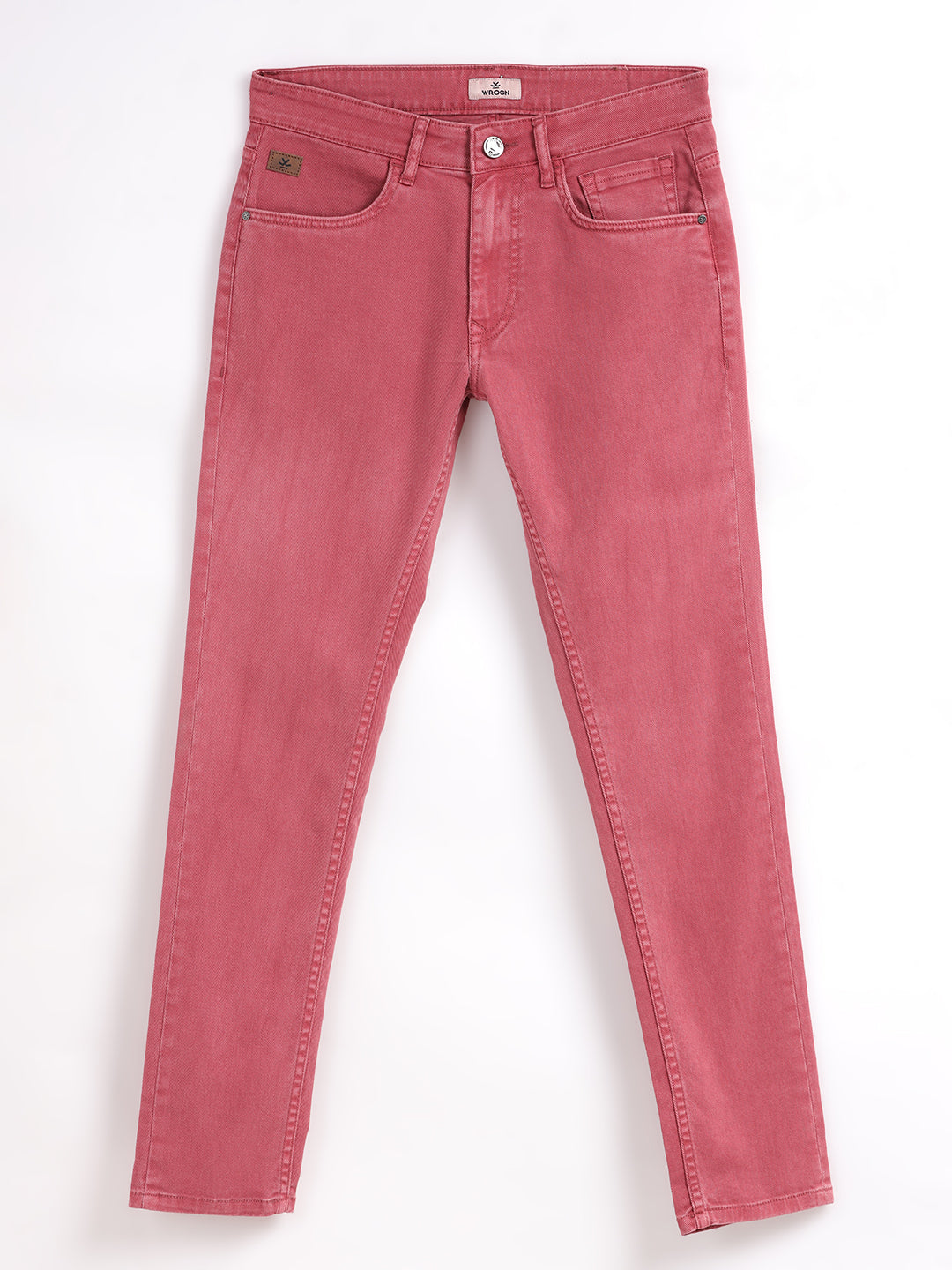 Dusty Pink Solid Tapered Jeans