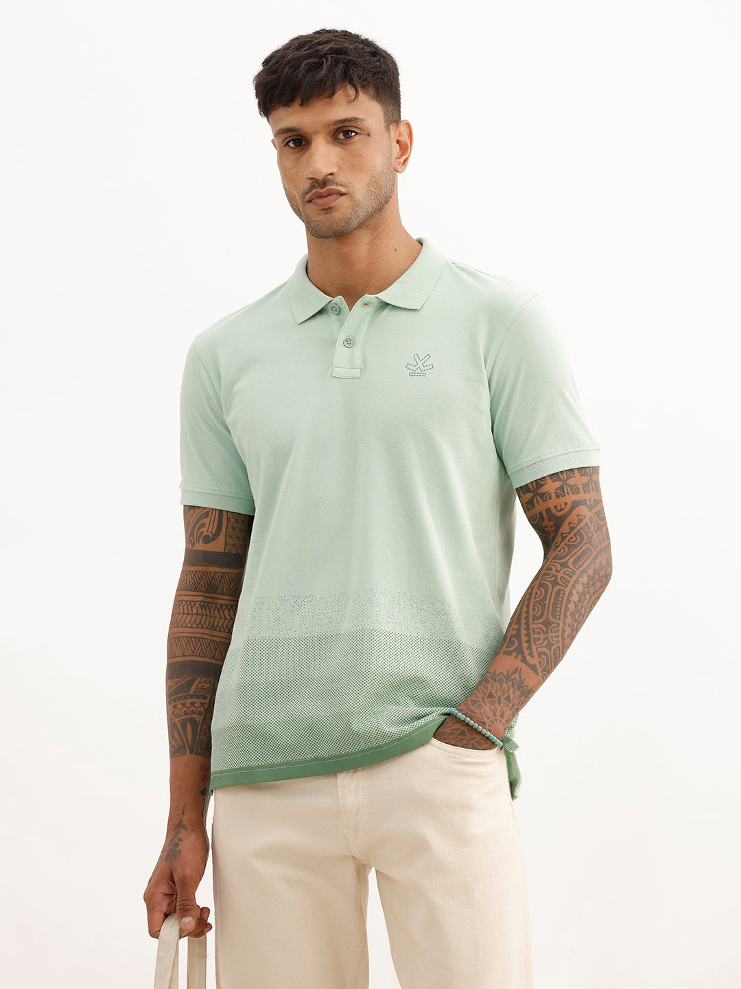 Classic Placement Printed Polo T-Shirt | Green | WWTS357F