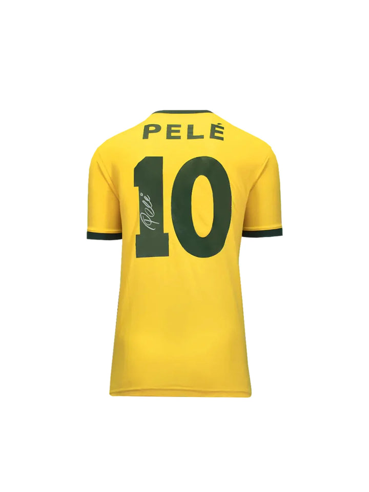 Pele Official 1970 FIFA World Cup‚Ñ¢ Back Signed and Framed Retro Brazil Home Shirt | I1530FWC1970F