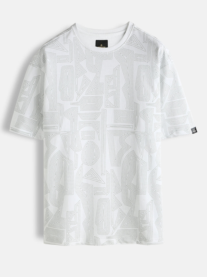 Tonal AOP Oversized T-Shirt | White