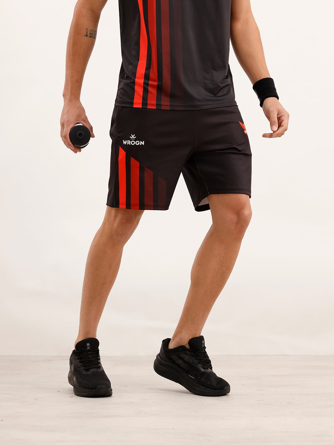 Wrogn x SRH Striped Performance Shorts | Black