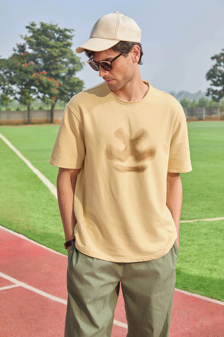 Heavy GSM Blur Logo T-Shirt | Khaki
