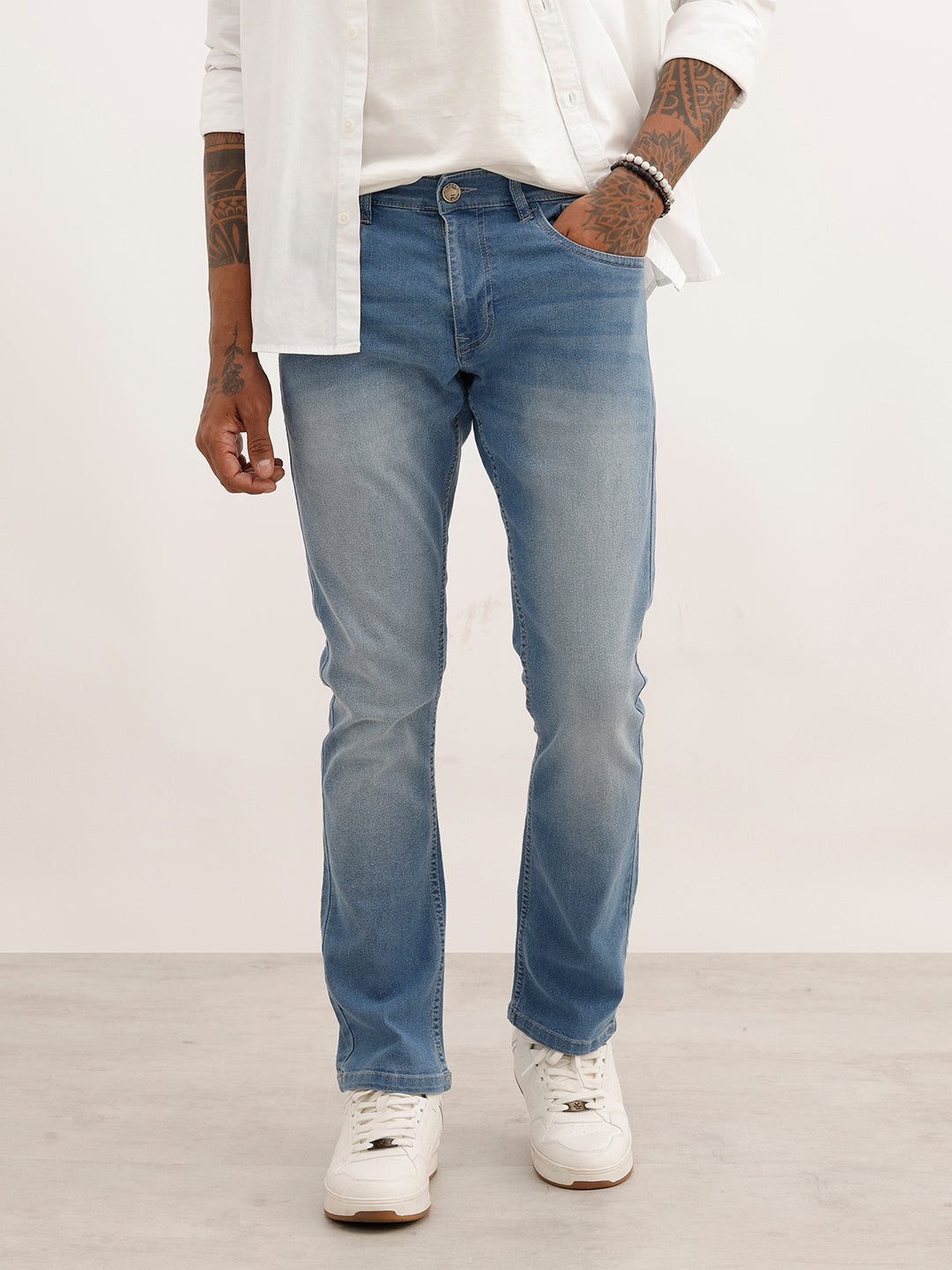 Straight Fit Faded Denim Jeans | Dark Blue | WVJN2833F