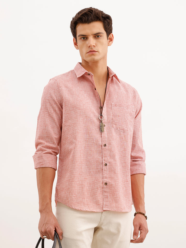 Classic Regular Fit Checkered Shirt  | Red