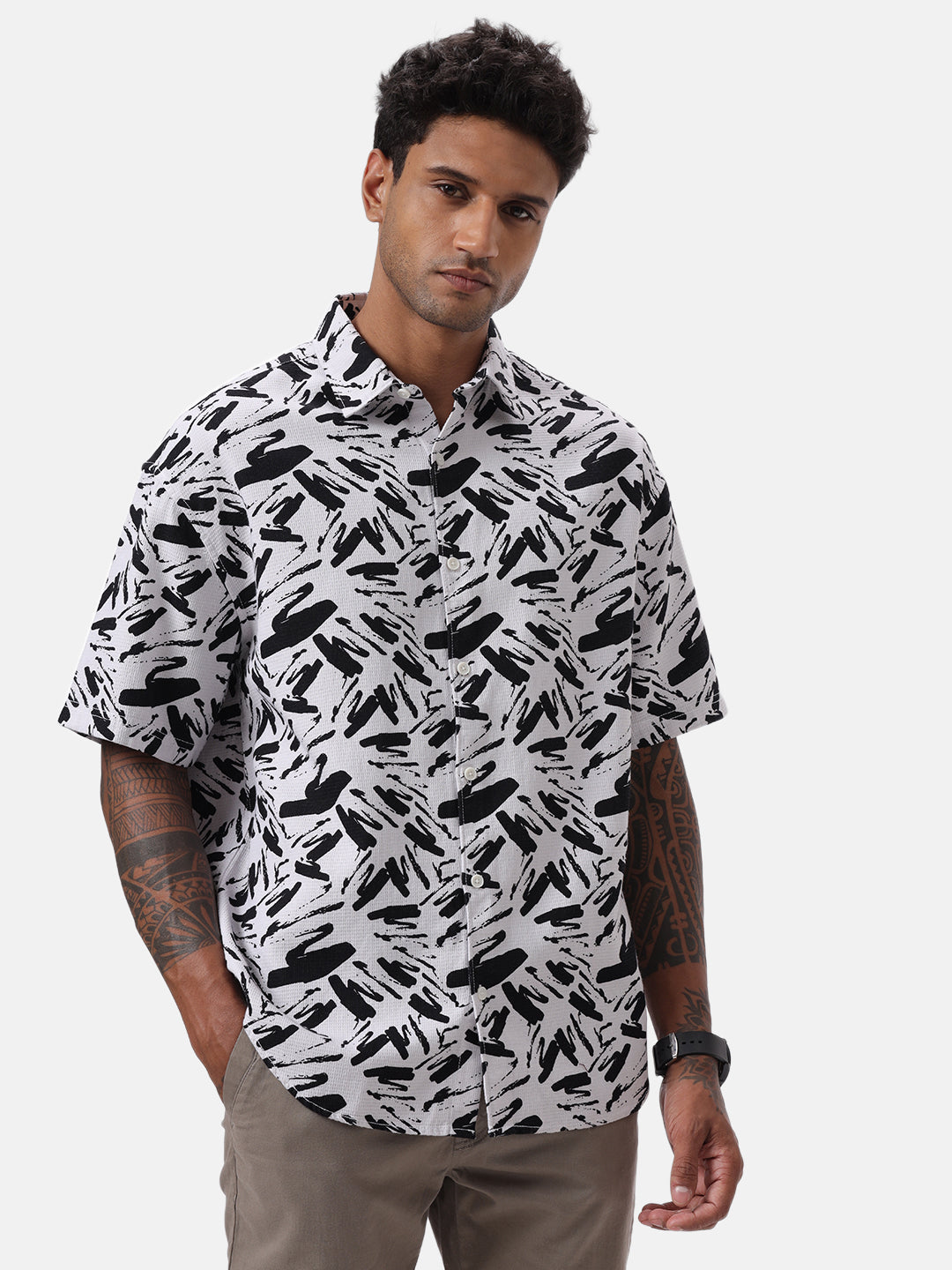 White Graphic AOP Shirt