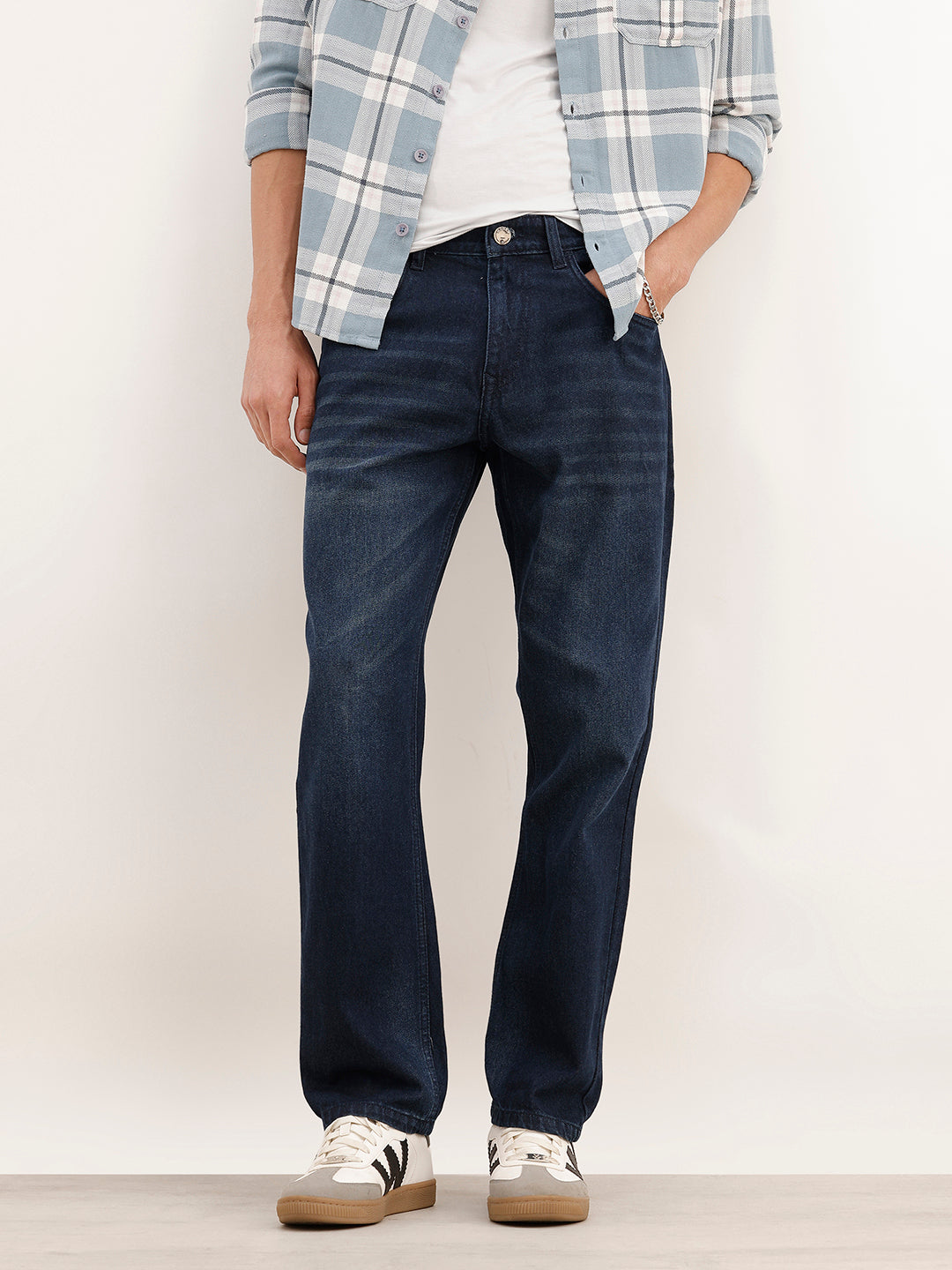 Faded Relaxed Fit Denim Jeans | Dark Blue